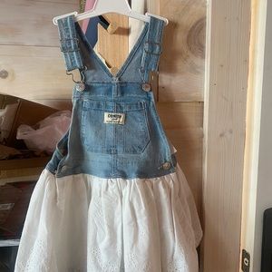 Denim and cotton  overall dress.